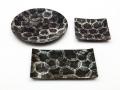 Black stoneware with daikon overlay